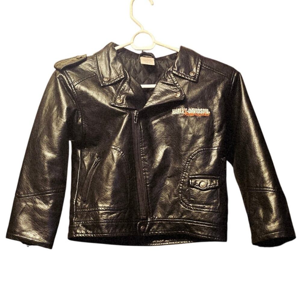 Harley Davidson boys upwing eagle biker moto jacket pleather size 6